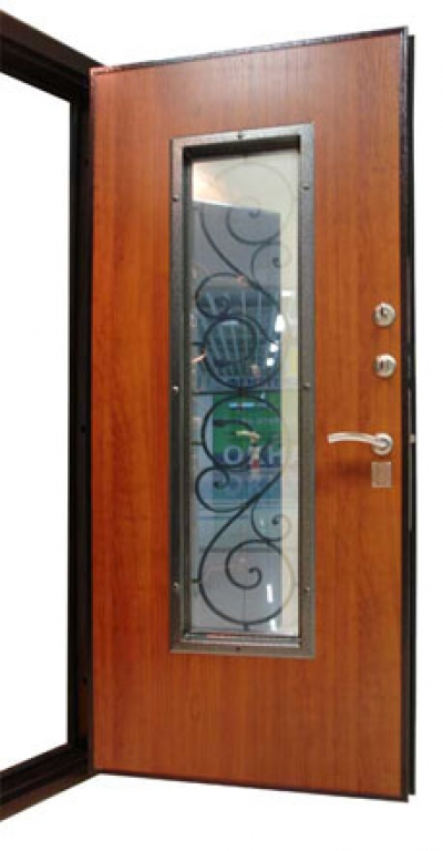 Сейф-двери с ковкой «Фантазия» со стеклопакетом